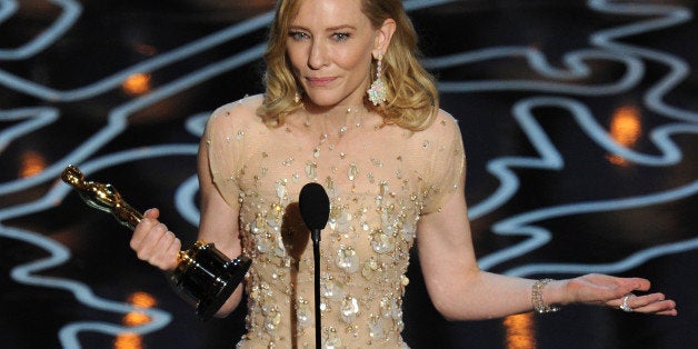 HOLLYWOOD, CA - MARCH 02: Actress Cate Blanchett accepts the Best Performance by an Actress in a Leading Role award for 'Blue Jasmine' onstage during the Oscars at the Dolby Theatre on March 2, 2014 in Hollywood, California. (Photo by Kevin Winter/Getty Images)