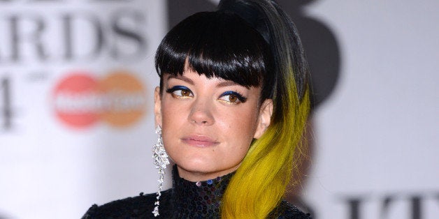 LONDON, ENGLAND - FEBRUARY 19: Lily Allen attends The BRIT Awards 2014 at 02 Arena on February 19, 2014 in London, England.