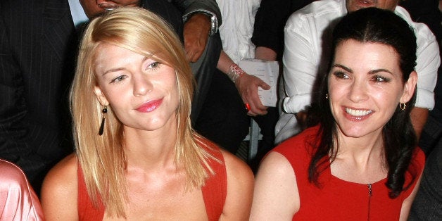 NEW YORK - SEPTEMBER 09: Actresses Jessica Alba, Claire Danes, and Julianna Margulies (L-R) attend the Narciso Rodriguez Spring 2009 fashion show during Mercedes-Benz Fashion Week on September 9, 2008 in New York City. (Photo by Andrew H. Walker/Getty Images for IMG)