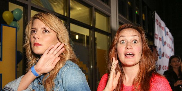 LOS ANGELES, CA - JULY 24: YouTube personalities 'Daily' Grace Helbig (L) and Mamrie Hart attend the Video Game High School season 2 premiere party at YouTube Space LA on July 24, 2013 in Los Angeles, California. (Photo by Chelsea Lauren/Getty Images for Collective Digital Studio)