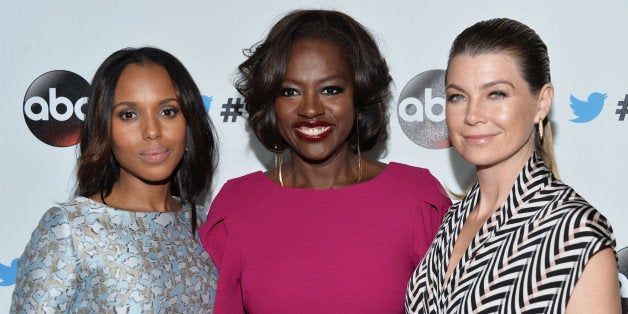 WEST HOLLYWOOD, CA - SEPTEMBER 20: Actresses Kerry Washington, Viola Davis and Ellen Pompeo arrive at the #TGIT Premiere Eve