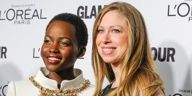 Lupita Nyong'o, left, and Chelsea Clinton attend the 2014 Glamour Women of the Year Awards at Carnegie Hall on Monday, Nov. 10, 2014, in New York. (Photo by Evan Agostini/Invision/AP)