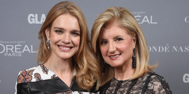 NEW YORK, NY - NOVEMBER 10: Model Natalia Vodianova (L) and Arianna Huffington pose at the Glamour 2014 Women Of The Year Awards at Carnegie Hall on November 10, 2014 in New York City. (Photo by Dimitrios Kambouris/Getty Images for Glamour)