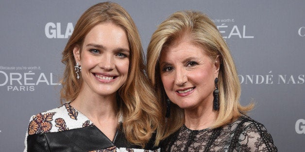NEW YORK, NY - NOVEMBER 10: Model Natalia Vodianova (L) and Arianna Huffington pose at the Glamour 2014 Women Of The Year Aw