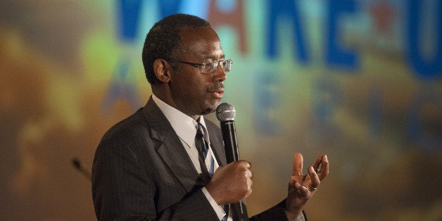 SCOTTSDALE, AZ - SEPTEMBER 5: Dr. Ben Carson speaks as the keynote speaker at the Wake Up America gala Event September 5, 2014 at the Westin Kierland Resort in Scottsdale, Arizona. Carson is a retired neurosurgeon who would run in the 2016 Presidential campaign as a conservative for the Tea Party. (Photo by Laura Segall/Getty Images)