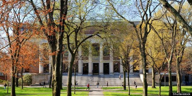 College campus in the spring