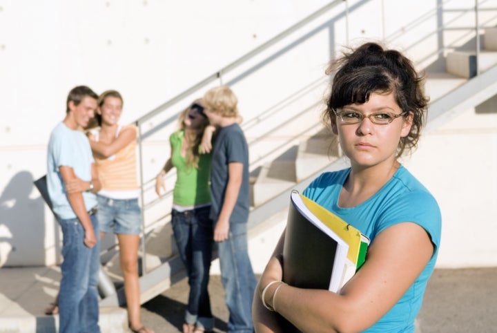 outcast sad girl at university...