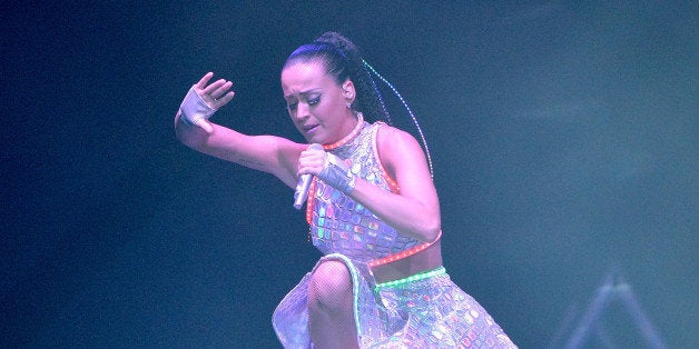 BRISBANE, AUSTRALIA - NOVEMBER 27: Katy Perry performs live at the Brisbane Entertainment Centre on November 27, 2014 in Brisbane, Australia. (Photo by Bradley Kanaris/Getty Images)