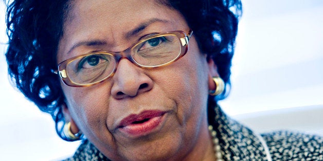 Ruth Simmons, president of Brown University, speaks during an interview in New York, U.S., on Friday, March 26, 2010. Goldman Sachs said last month that Ruth Simmons would leave the board after 10 years because of 'increasing time requirements' in her role as president of Brown University. Photographer: Daniel Acker/Bloomberg via Getty Images