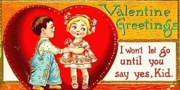 Vintage Valentines Day Card Cute Girl Talking on the Telephone