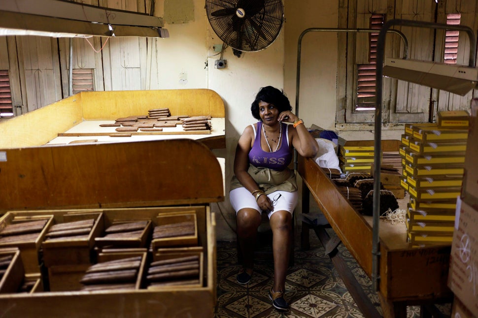 A Cuban woman works in the H. Upmann cigar factory on Feb. 26, 2015 in Havana, Cuba.  (Sven Creutzmann/Mambo Photo/Getty Imag