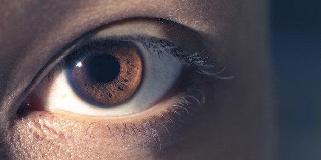 Close-up of woman's eye and eyelashes.