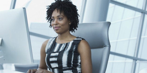 Black businesswoman working in office