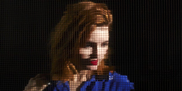 digitalized, pixels, reflection, young woman, abstract reflection