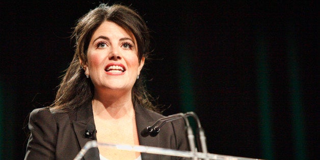 PHILADELPHIA, PA - OCTOBER 20 : Monica Lewinsky speaks to attendees at Forbes Under 30 Summit at the Convention Center in Philadelphia, Pa on October 20, 2014. Credit Star Shooter / MediaPunch/IPX