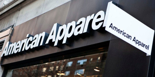 American Apparel Inc. signage is displayed outside of a store in New York, U.S., on Wednesday, April 6, 2011. At the urging of creditors, American Apparel Chief Executive Officer Dov Charney recently brought in professional managerial help, including Martin Staff as chief of business development. Photographer: Ramin Talaie/Bloomberg via Getty Images