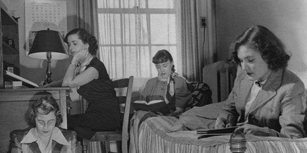 Four female students studying in a dorm room circa 1950's. (Photo by FPG/Getty Images)