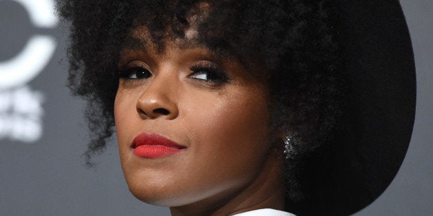 Janelle Monae poses in the press room at the Hollywood Film Awards at the Palladium on Friday, Nov. 14, 2014, in Los Angeles.