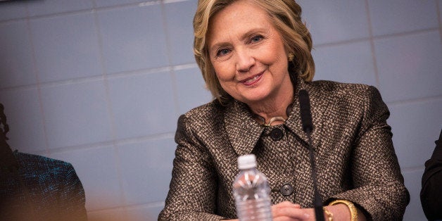 NEW YORK, NY - APRIL 01: Former Secretary of State Hillary Clinton attends a round table conversation and press conference announcing a childhood development initiative with first lady of New York City Chirlane McCray on April 1, 2015 in New York City. The initiative is between New York City Children's Cabinet and Too Small to Fail. (Photo by Andrew Burton/Getty Images)