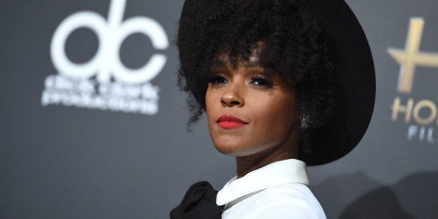 Janelle Monae poses in the press room at the Hollywood Film Awards at the Palladium on Friday, Nov. 14, 2014, in Los Angeles.