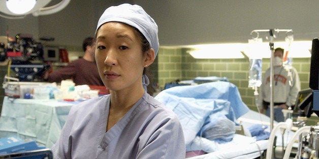 Actress Sandra Oh poses for a portrait on the set of ABC's new medical drama "Grey's Anatomy," Wednesday, Feb. 23, 2005, in L