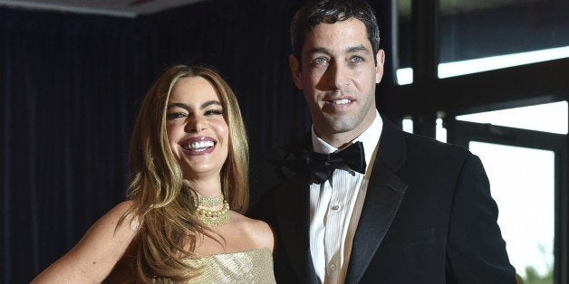 Sofia Vergara and Nick Loeb arrive at the White House Correspondents' Association (WHCA) annual dinner in Washington on May 3, 2014. AFP PHOTO/Nicholas KAMM (Photo credit should read NICHOLAS KAMM/AFP/Getty Images)