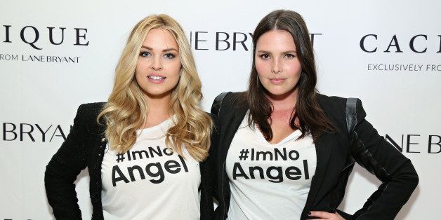 NEW YORK, NY - APRIL 06: Models Justine LeGault and Candice Huffine attend as Lane Bryant celebrates the launch of their campaign #ImNoAngel on April 6, 2015 in New York City. (Photo by Cindy Ord/Getty Images for #ImNoAngel Cacique Exclusively For Lane Bryant)