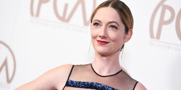 Judy Greer arrives at the 26th Annual Producers Guild Awards on Saturday, Jan. 24, 2015, in Los Angeles. (Photo by Richard Shotwell/Invision/AP)