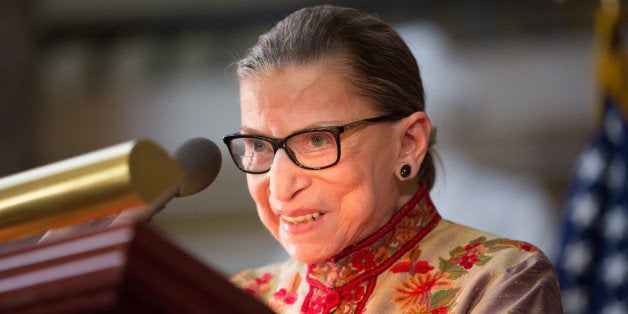 WASHINGTON, DC - MARCH 18: U.S. Supreme Court Justice Ruth Bader Ginsburg speaks at an annual Women's History Month reception hosted by Pelosi in the U.S. capitol building on Capitol Hill in Washington, D.C. This year's event honored the women Justices of the U.S. Supreme Court: Associate Justices Ruth Bader Ginsburg, Sonia Sotomayor, and Elena Kagan. (Photo by Allison Shelley/Getty Images)