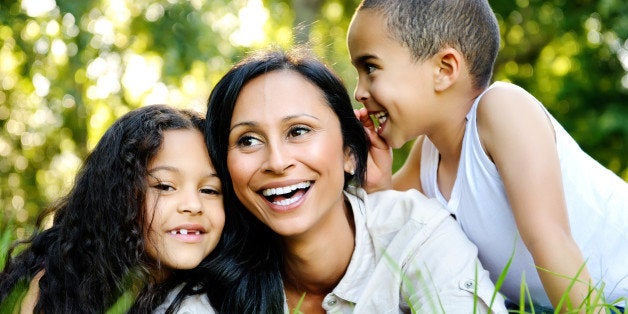 happy family outdoors on the...