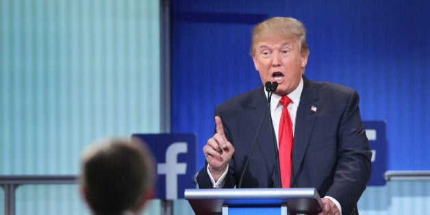 CLEVELAND, OH - AUGUST 06: Republican presidential candidate Donald Trump fields a question during the first Republican pres
