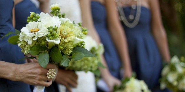 Bridal party with flowers