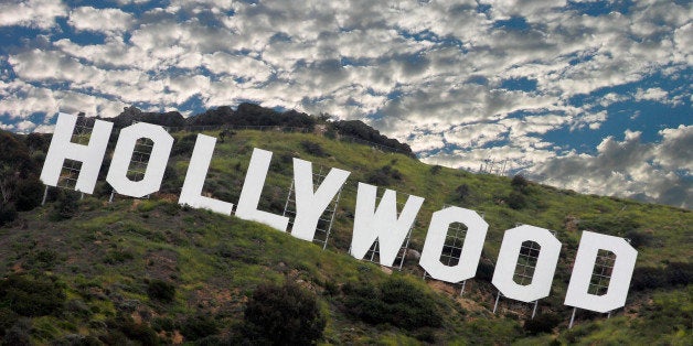 the famous hollywood sign high...