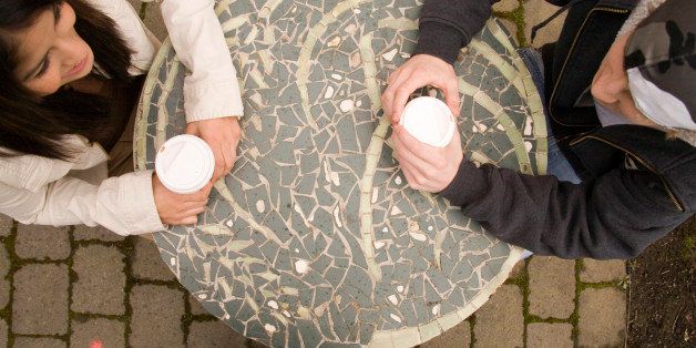 Teens Having Coffee Seen From Above