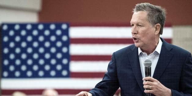 Republican presidential hopeful Ohio Governor John Kasich delivers campaign remarks to supporters February 22, 2016, at Georg
