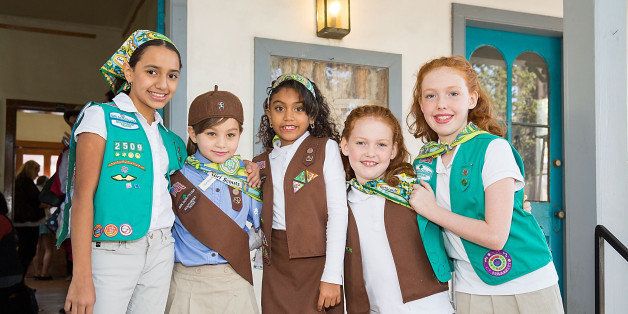 SAN ANTONIO, TX - NOVEMBER 18: Girl Scouts attend the grand opening of Marisol Deluna New York Design Studio and Educational Foundation at La Villita Historic Art Village on November 18, 2015 in San Antonio, Texas. (Photo by Rick Kern/Getty Images for Marisol Deluna)