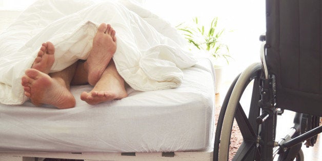 Impaired person having sex in the bed.