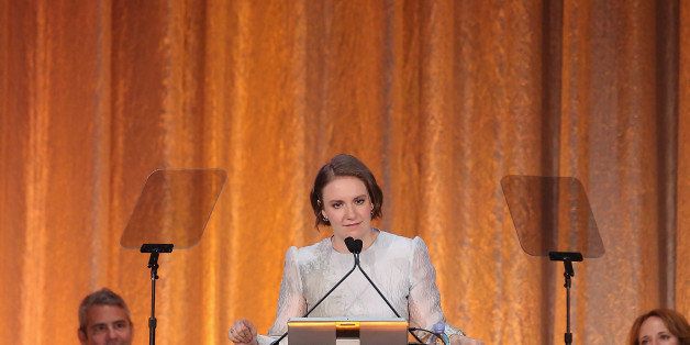 NEW YORK, NY - APRIL 25: (EXCLUSIVE COVERAGE) Actress Lena Dunham speaks onstage during the 2016 Matrix Awards at The Waldorf Astoria on April 25, 2016 in New York City. (Photo by Jemal Countess/Getty Images)