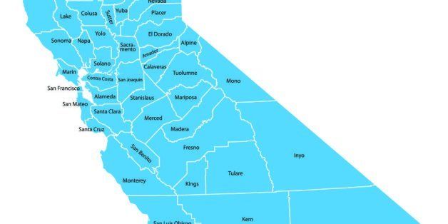 Highly detailed map of California, Each county is an individual object and can be colored separately.