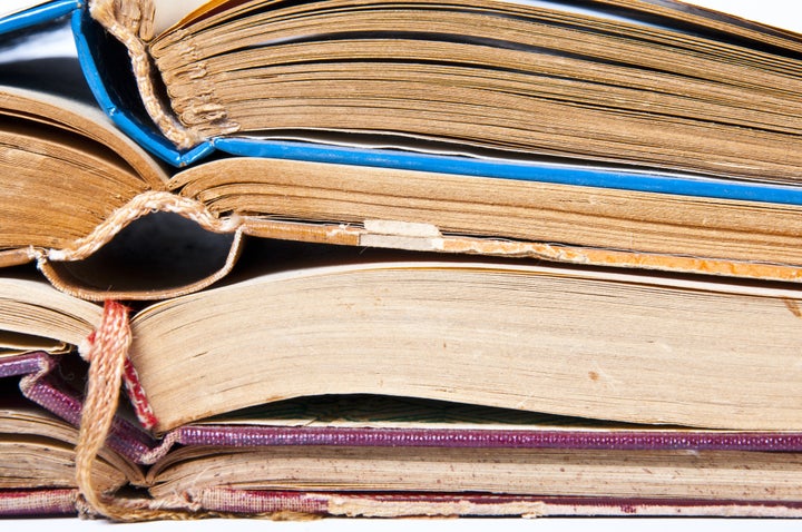 stack of old books