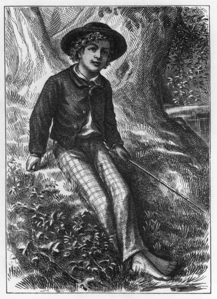 Description Frontispiece from The Adventures of Tom Sawyer by Mark Twain (1st ed., 1876): Tom Sawyer fishing | Source Library of Congress ... 