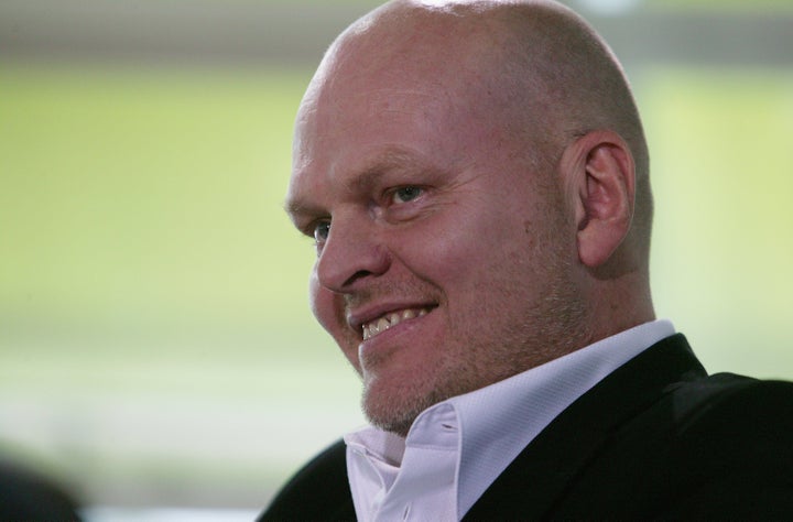 FRANKFURT, GERMANY - OCTOBER 08: Author Hallgrimur Helgason smiles during the Frankfurt book fair on October 8, 2006 in Frankfurt, Germany. Around 285,000 people visited the world's largest bookfair that closes October 8. (Photo by Ralph Orlowski/Getty Images)