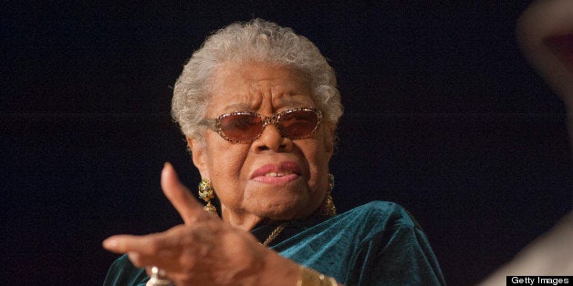 WASHINGTON, DC - FEBRUARY 01: Dr Maya Angelou speaks with Jonnetta Betsch Cole as part of the Smithsonian National Museum of African Art's Director's Discussions Series in the Rasmussen Theater at the Smithsonian's National Museum of the American Indian on February 1, 2013 in Washington, DC. (Photo by Kris Connor/Getty Images)