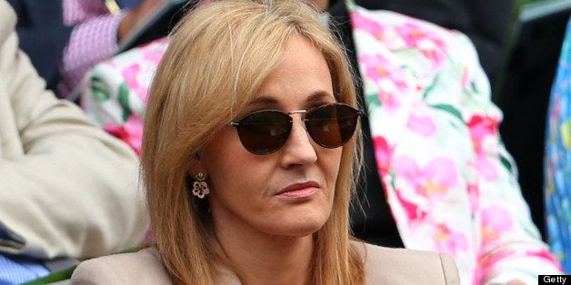LONDON, ENGLAND - JUNE 25: J.K. Rowling watches the Ladies' Singles first round match between Serena Williams of the United States of America and Mandy Minella of Luxembourg on day two of the Wimbledon Lawn Tennis Championships at the All England Lawn Tennis and Croquet Club on June 25, 2013 in London, England. (Photo by Julian Finney/Getty Images)