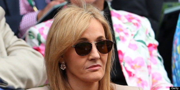 LONDON, ENGLAND - JUNE 25: J.K. Rowling watches the Ladies' Singles first round match between Serena Williams of the United States of America and Mandy Minella of Luxembourg on day two of the Wimbledon Lawn Tennis Championships at the All England Lawn Tennis and Croquet Club on June 25, 2013 in London, England. (Photo by Julian Finney/Getty Images)