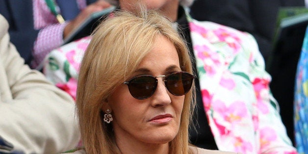 LONDON, ENGLAND - JUNE 25: J.K. Rowling watches the Ladies' Singles first round match between Serena Williams of the United
