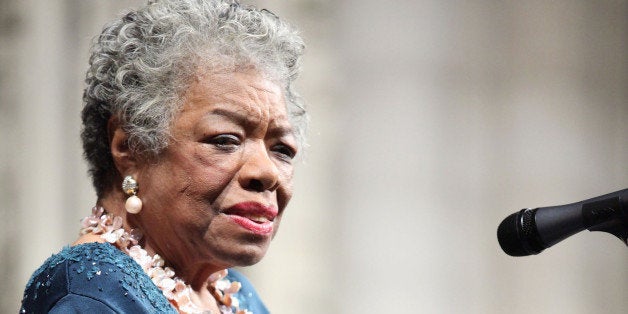 NEW YORK - FEBRUARY 24: Writer Maya Angelou attends the memorial celebration for Odetta at Riverside Church on February 24,