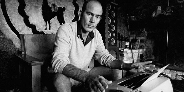 ASPEN CO - CIRCA 1976: Journalist Hunter S. Thompson sits at his typewriter at his ranch circa 1976 near Aspen Colorado. (Photo by Michael Ochs Archives/GettyImages)