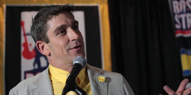 BOSTON - MAY 30: Poet Richard Blanco at the Boston Strong pre-show press conference at the TD Garden. (Photo by Bill Greene/The Boston Globe via Getty Images)