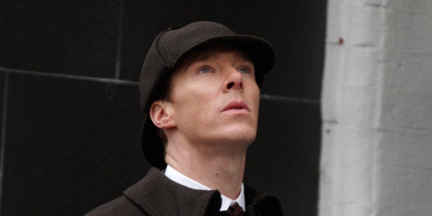 LONDON, ENGLAND - FEBRUARY 07: Benedict Cumberbatch sighting filming Sherlock on February 7, 2015 in London, England. (Phot